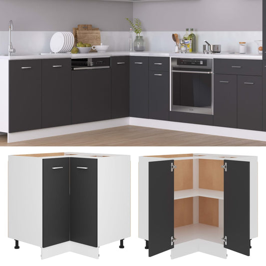 Berkfield Corner Bottom Cabinet Grey 75.5x75.5x80.5 cm Engineered Wood
