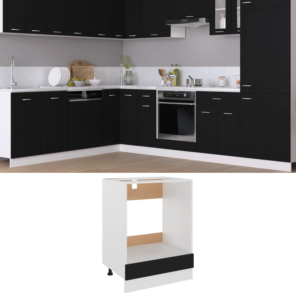 Berkfield Oven Cabinet Black 60x46x81.5 cm Engineered Wood