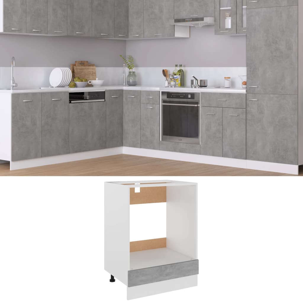 Berkfield Oven Cabinet Concrete Grey 60x46x81.5 cm Engineered Wood
