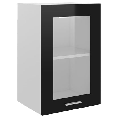 Berkfield Hanging Glass Cabinet High Gloss Black 40x31x60 cm Engineered Wood