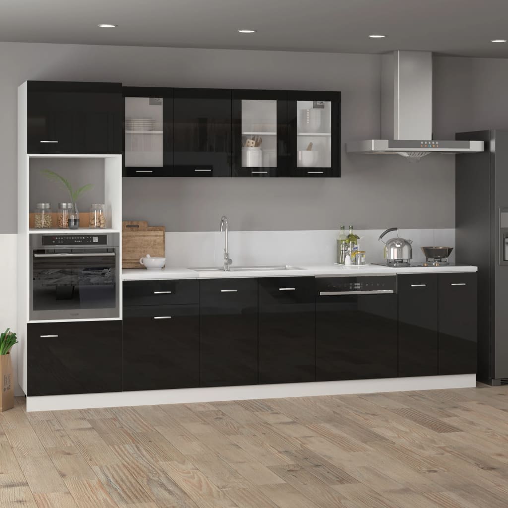 Berkfield Hanging Glass Cabinet High Gloss Black 40x31x60 cm Engineered Wood