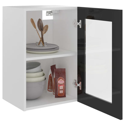 Berkfield Hanging Glass Cabinet High Gloss Black 40x31x60 cm Engineered Wood