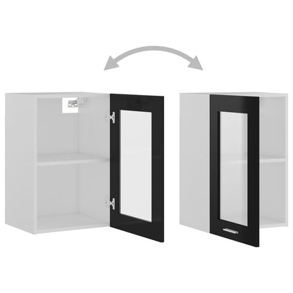 Berkfield Hanging Glass Cabinet High Gloss Black 40x31x60 cm Engineered Wood