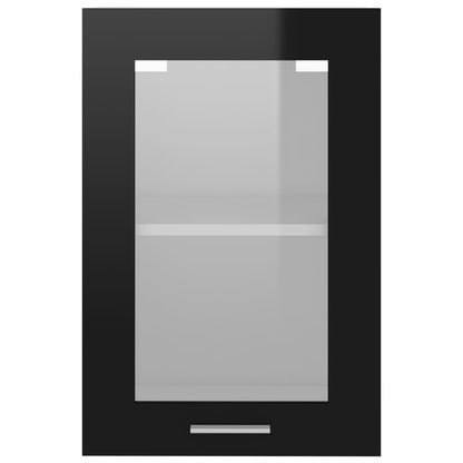 Berkfield Hanging Glass Cabinet High Gloss Black 40x31x60 cm Engineered Wood