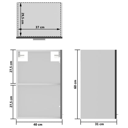 Berkfield Hanging Glass Cabinet High Gloss Black 40x31x60 cm Engineered Wood