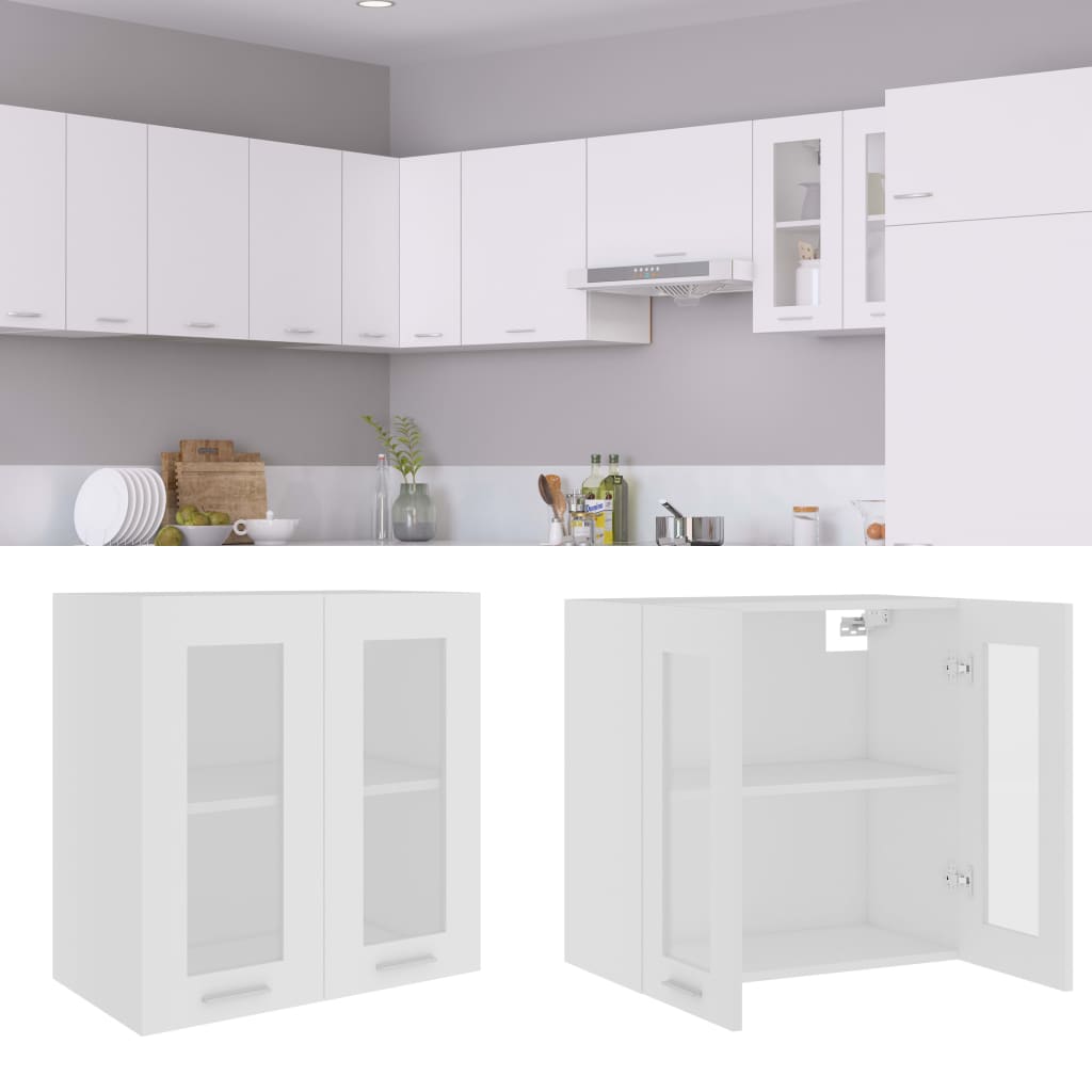 Berkfield Hanging Glass Cabinet White 60x31x60 cm Engineered Wood