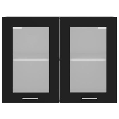Berkfield Hanging Glass Cabinet Black 80x31x60 cm Engineered Wood
