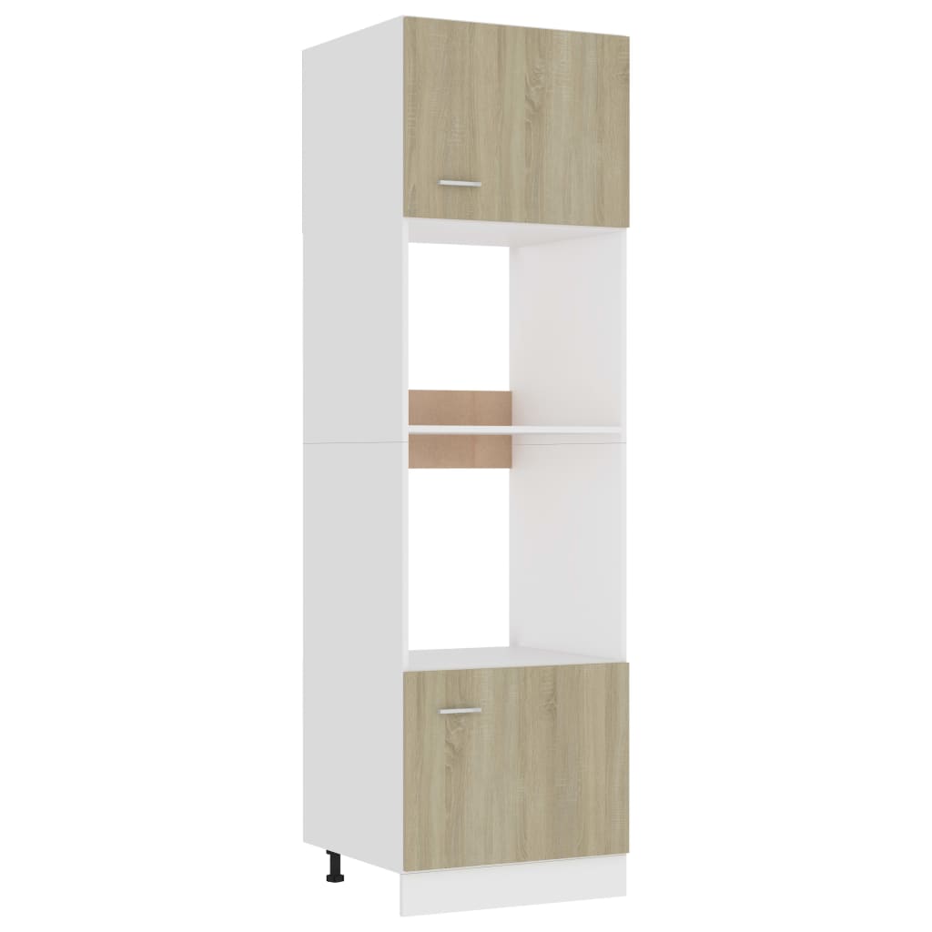 Berkfield Microwave Cabinet Sonoma Oak 60x57x207 cm Engineered Wood