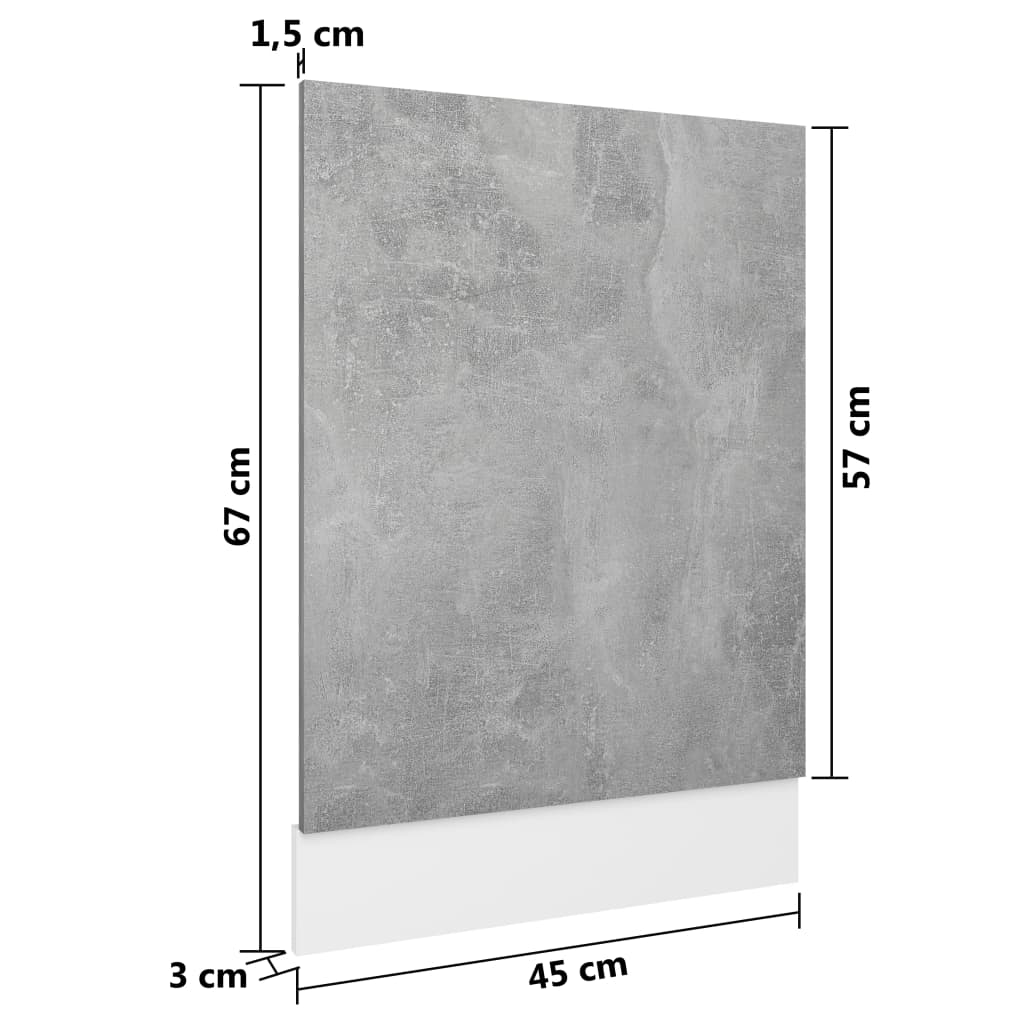 Berkfield Dishwasher Panel Concrete Grey 45x3x67 cm Engineered Wood