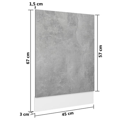 Berkfield Dishwasher Panel Concrete Grey 45x3x67 cm Engineered Wood