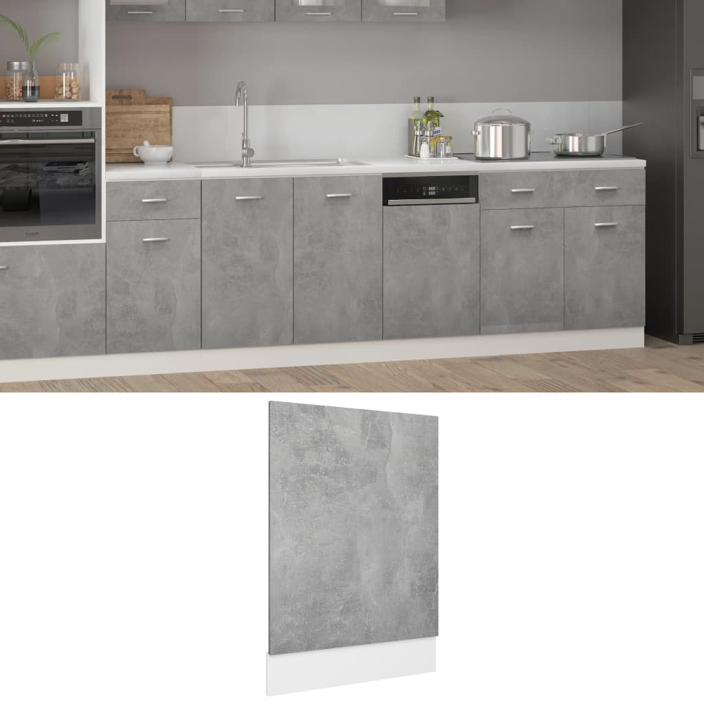 Berkfield Dishwasher Panel Concrete Grey 45x3x67 cm Engineered Wood