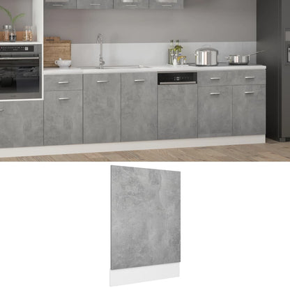Berkfield Dishwasher Panel Concrete Grey 45x3x67 cm Engineered Wood
