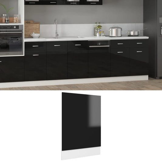Berkfield Dishwasher Panel High Gloss Black 45x3x67 cm Engineered Wood