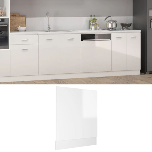 Berkfield Dishwasher Panel High Gloss White 59.5x3x67 cm Engineered Wood