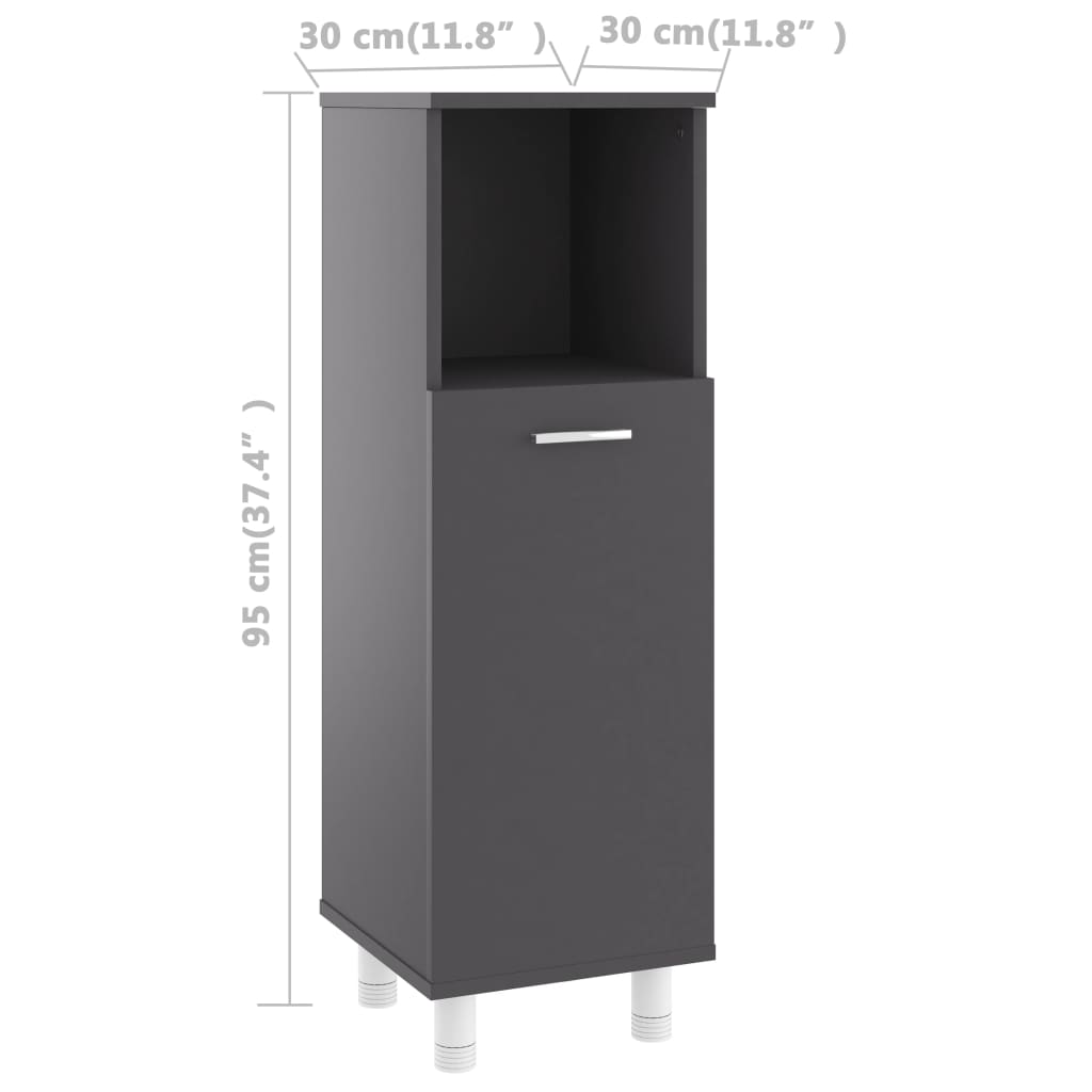 Berkfield Bathroom Cabinet Grey 30x30x95 cm Engineered Wood