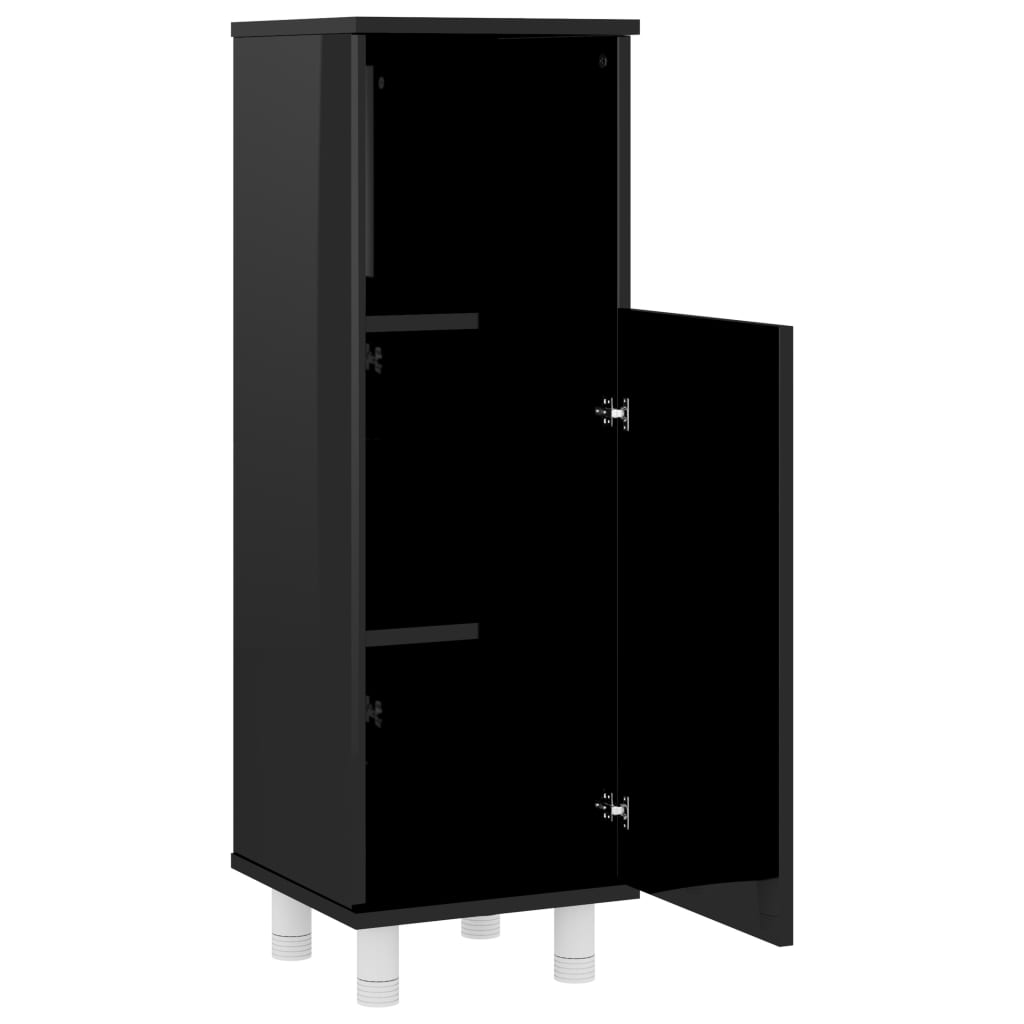 Berkfield Bathroom Cabinet High Gloss Black 30x30x95 cm Engineered Wood