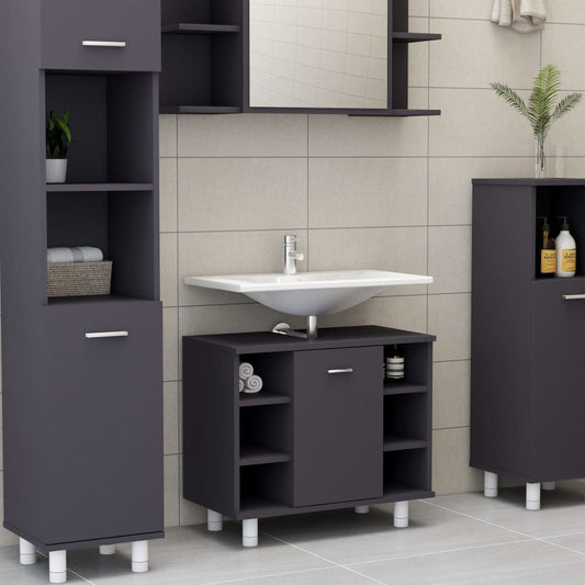 Berkfield Bathroom Cabinet Grey 60x32x53.5 cm Engineered Wood
