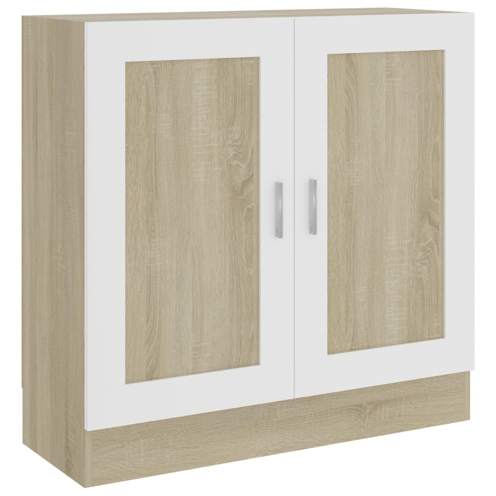Berkfield Book Cabinet White and Sonoma Oak 82.5x30.5x80 cm Engineered Wood