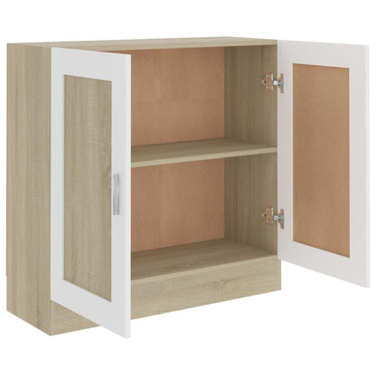 Berkfield Book Cabinet White and Sonoma Oak 82.5x30.5x80 cm Engineered Wood