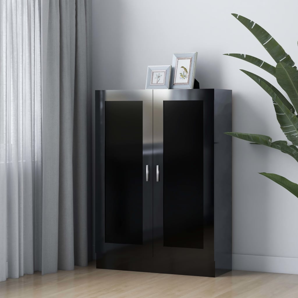 Berkfield Book Cabinet High Gloss Black 82.5x30.5x115 cm Engineered Wood