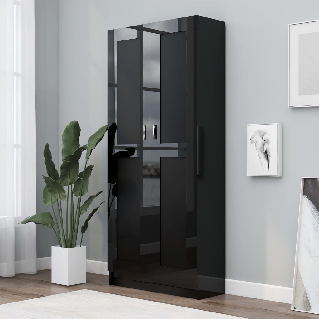 Berkfield Book Cabinet High Gloss Black 82.5x30.5x185.5 cm Engineered Wood