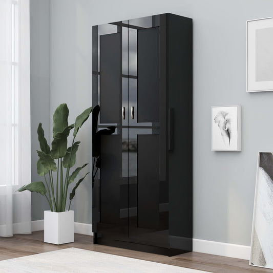 Berkfield Book Cabinet High Gloss Black 82.5x30.5x185.5 cm Engineered Wood