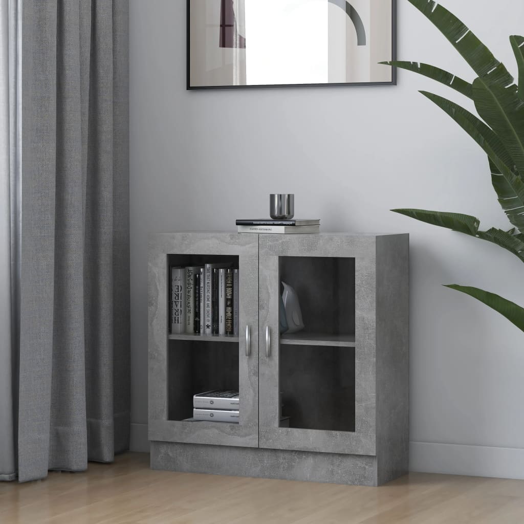 Berkfield Vitrine Cabinet Concrete Grey 82.5x30.5x80 cm Engineered Wood