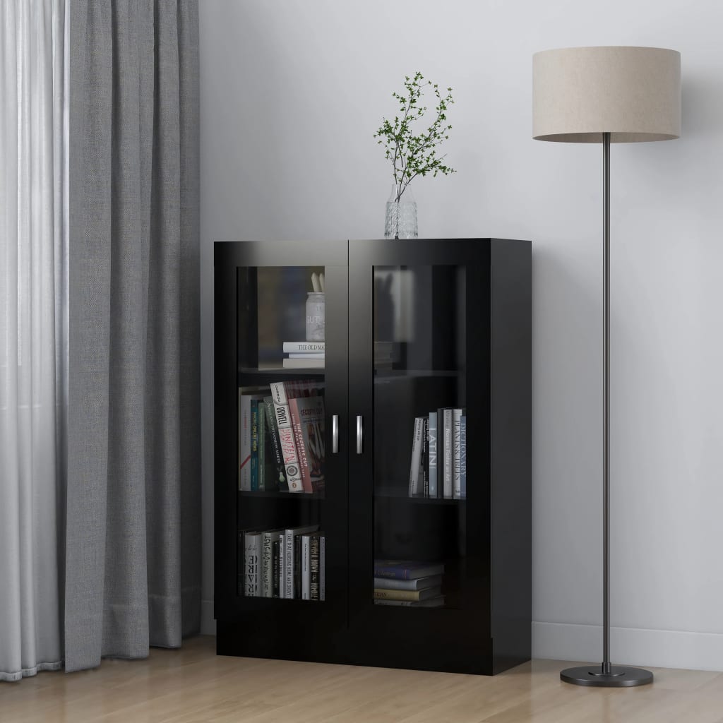 Berkfield Vitrine Cabinet Black 82.5x30.5x115 cm Engineered Wood