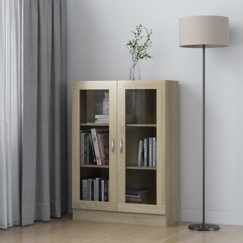 Berkfield Vitrine Cabinet Sonoma Oak 82.5x30.5x115 cm Engineered Wood
