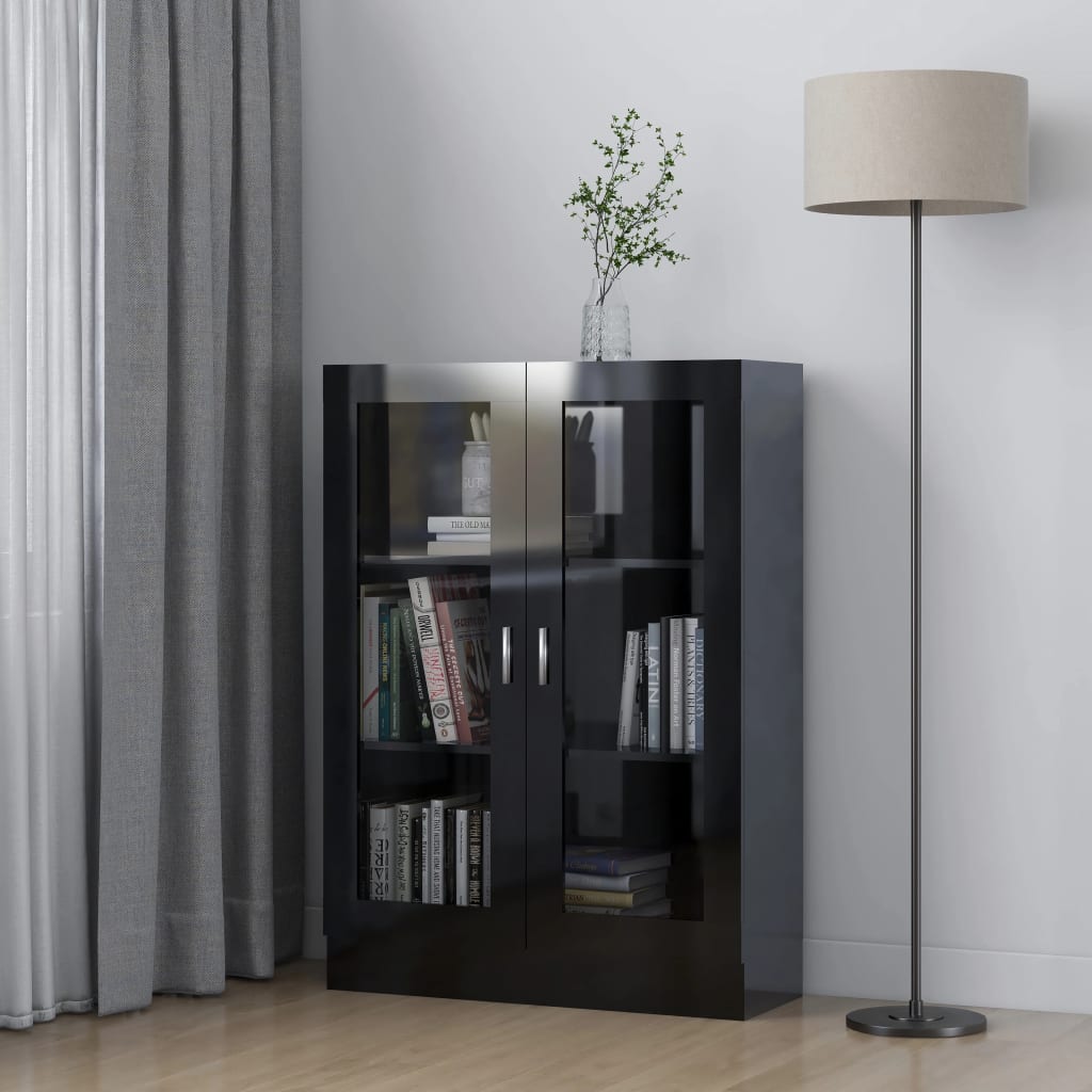 Berkfield Vitrine Cabinet High Gloss Black 82.5x30.5x115 cm Engineered Wood
