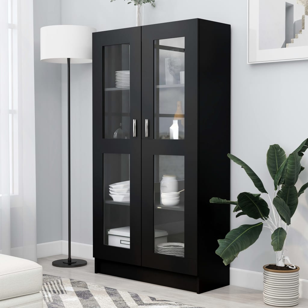 Berkfield Vitrine Cabinet Black 82.5x30.5x150 cm Engineered Wood