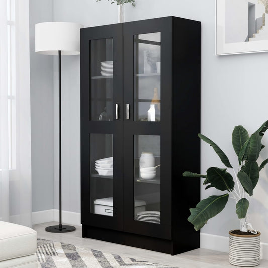 Berkfield Vitrine Cabinet Black 82.5x30.5x150 cm Engineered Wood