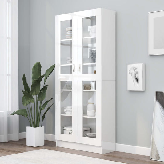 Berkfield Vitrine Cabinet High Gloss White 82.5x30.5x185.5 cm Engineered Wood