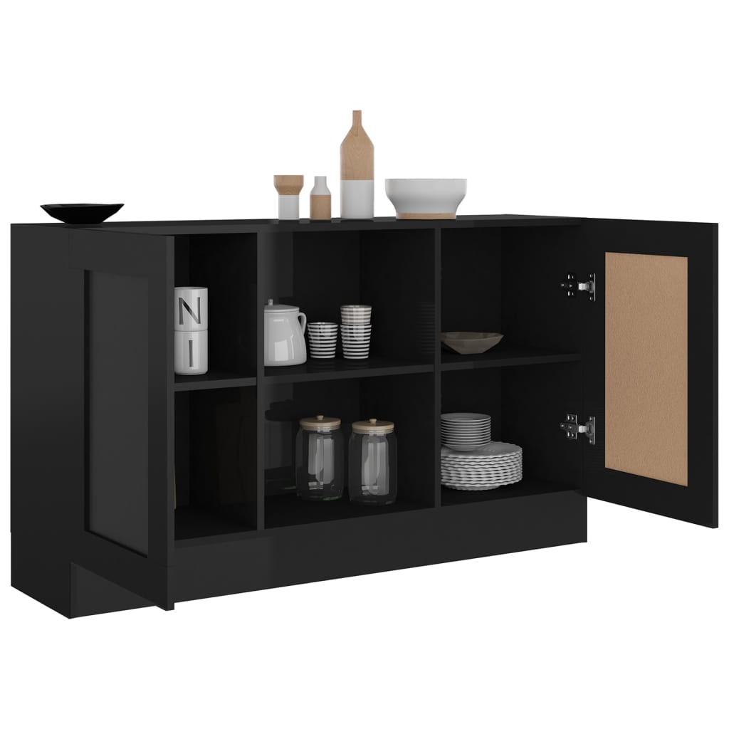 Berkfield Sideboard High Gloss Black 120x30.5x70 cm Engineered Wood