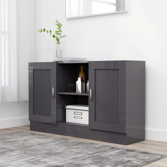 Berkfield Sideboard High Gloss Grey 120x30.5x70 cm Engineered Wood