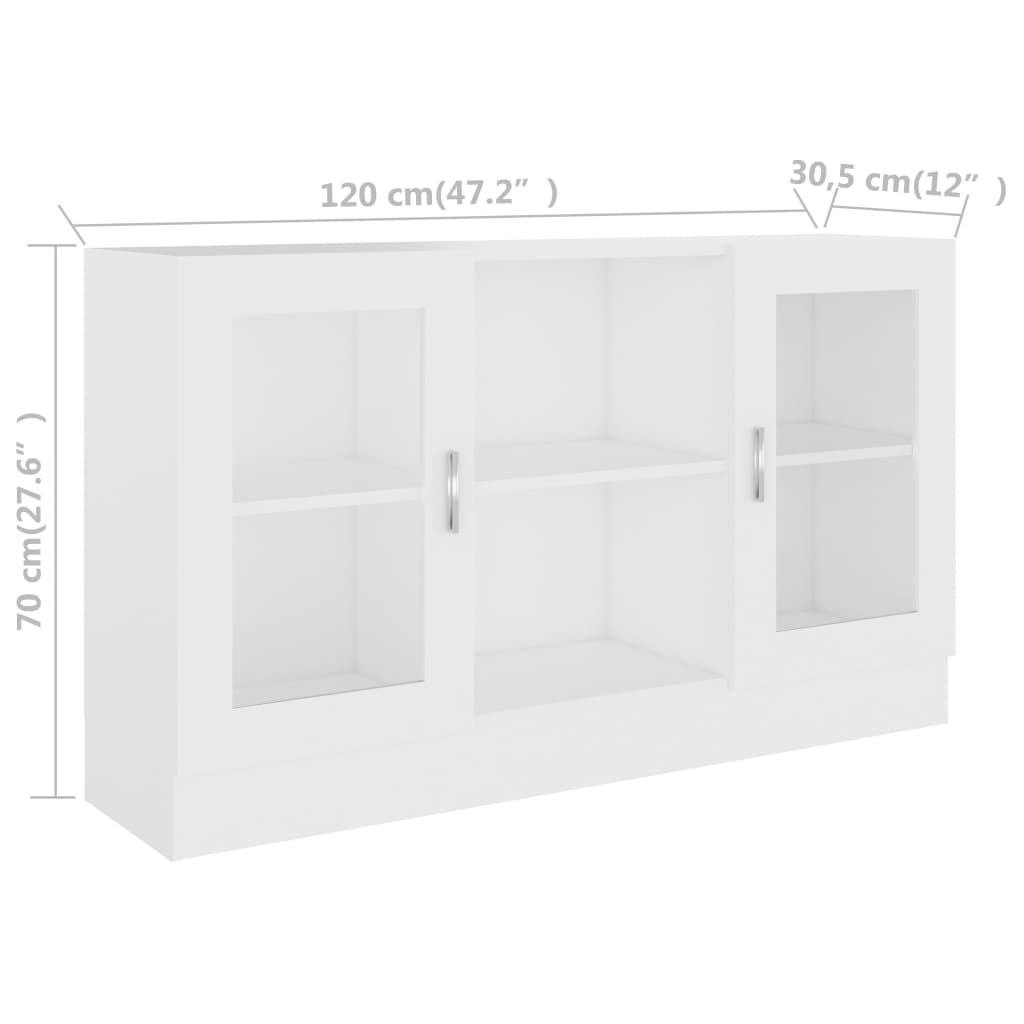 Berkfield Vitrine Cabinet White 120x30.5x70 cm Engineered Wood