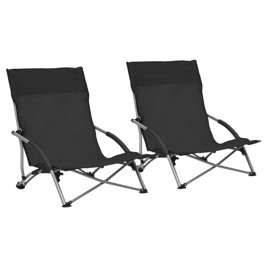 Berkfield Folding Beach Chairs 2 pcs Black Fabric