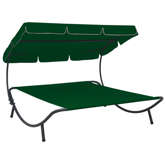 Berkfield Outdoor Lounge Bed with Canopy Green