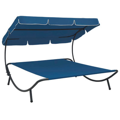Berkfield Outdoor Lounge Bed with Canopy Blue