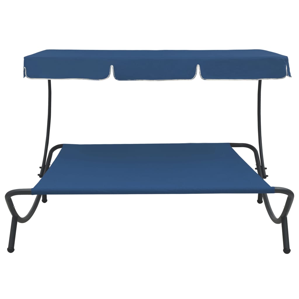 Berkfield Outdoor Lounge Bed with Canopy Blue