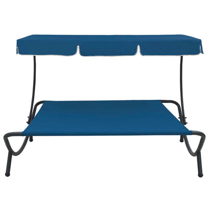 Berkfield Outdoor Lounge Bed with Canopy Blue