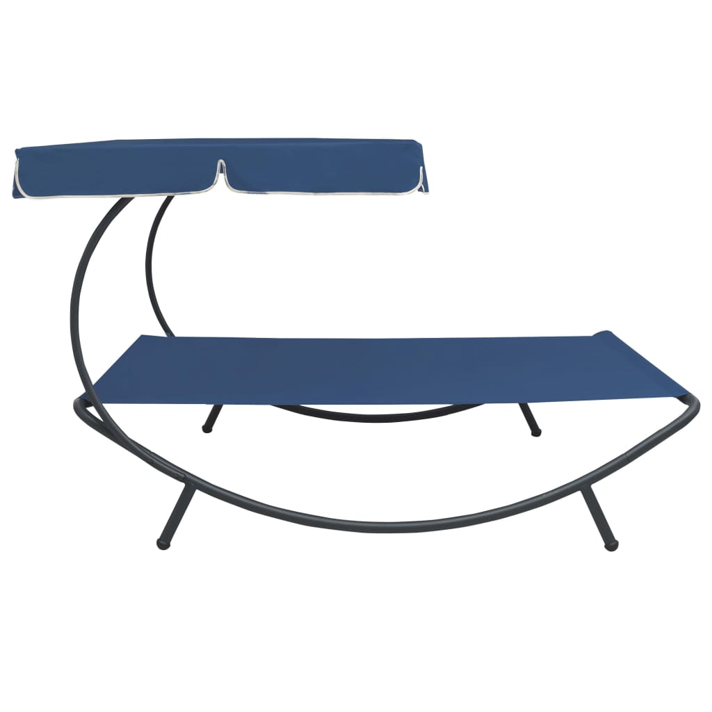 Berkfield Outdoor Lounge Bed with Canopy Blue