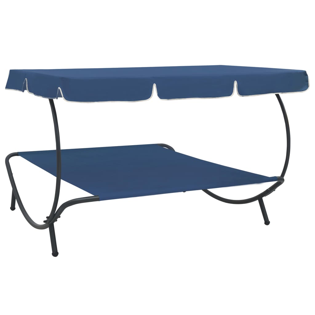 Berkfield Outdoor Lounge Bed with Canopy Blue