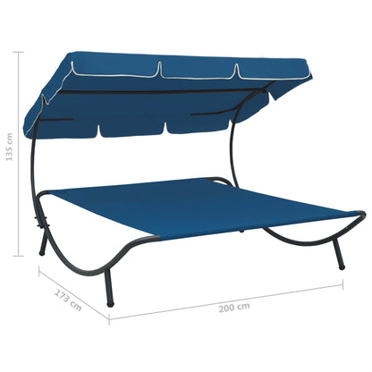 Berkfield Outdoor Lounge Bed with Canopy Blue