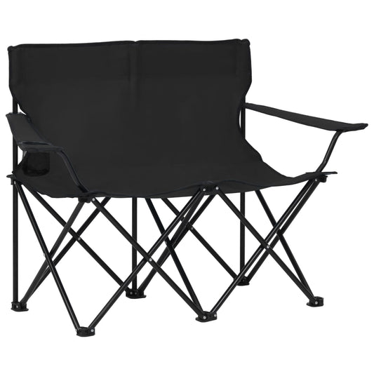 Berkfield 2-Seater Foldable Camping Chair Steel and Fabric Black