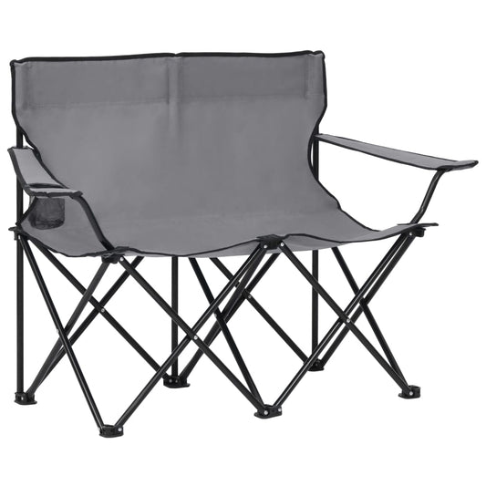 Berkfield 2-Seater Foldable Camping Chair Steel and Fabric Grey