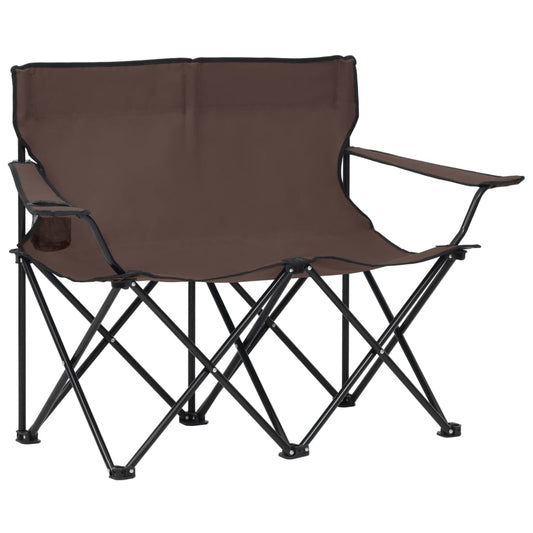 Berkfield 2-Seater Foldable Camping Chair Steel and Fabric Taupe