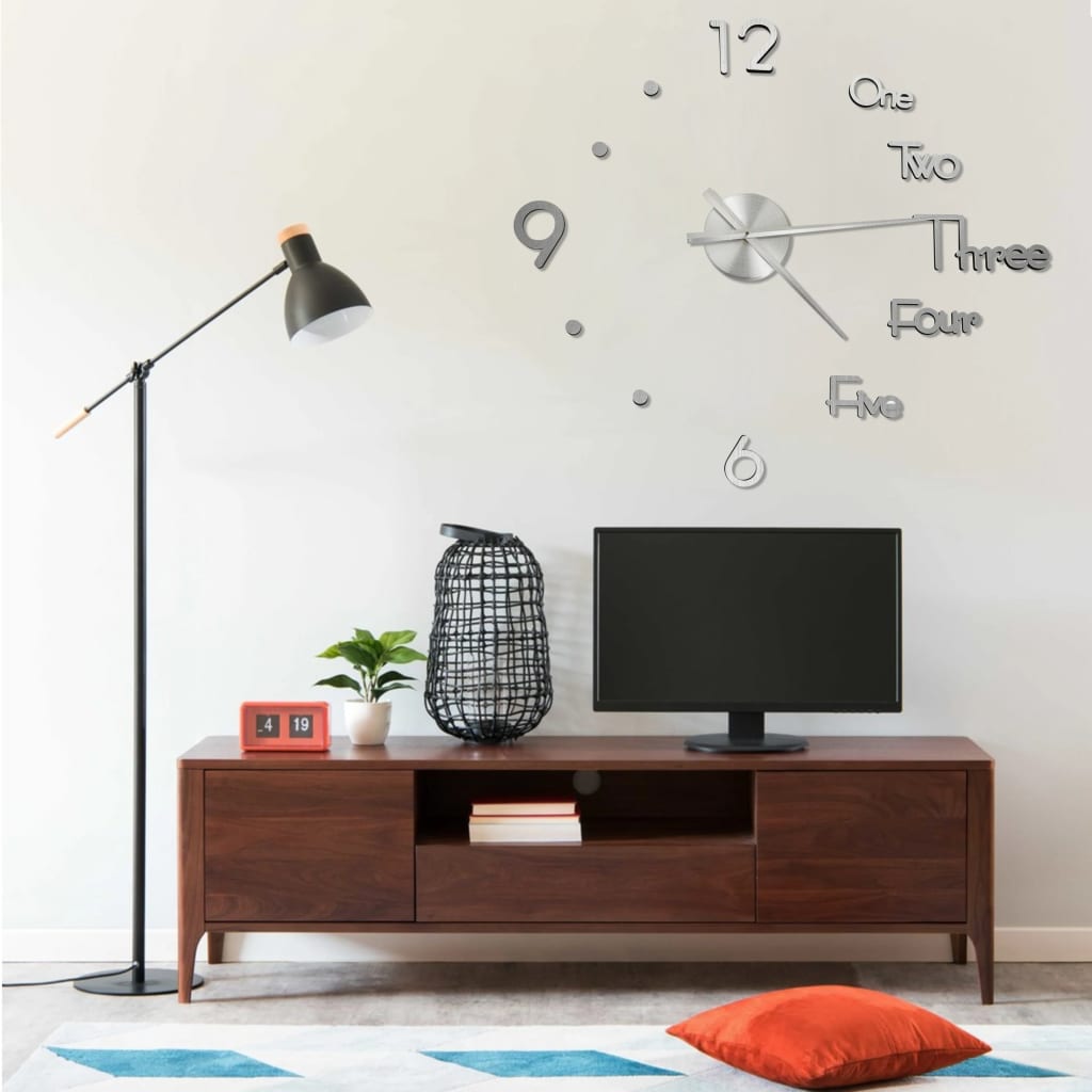 Berkfield 3D Wall Clock Modern Design Silver 100 cm XXL