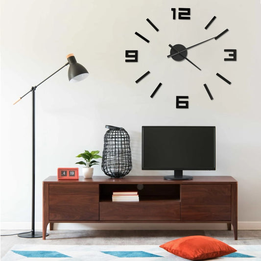 Berkfield 3D Wall Clock Modern Design Black 100 cm XXL