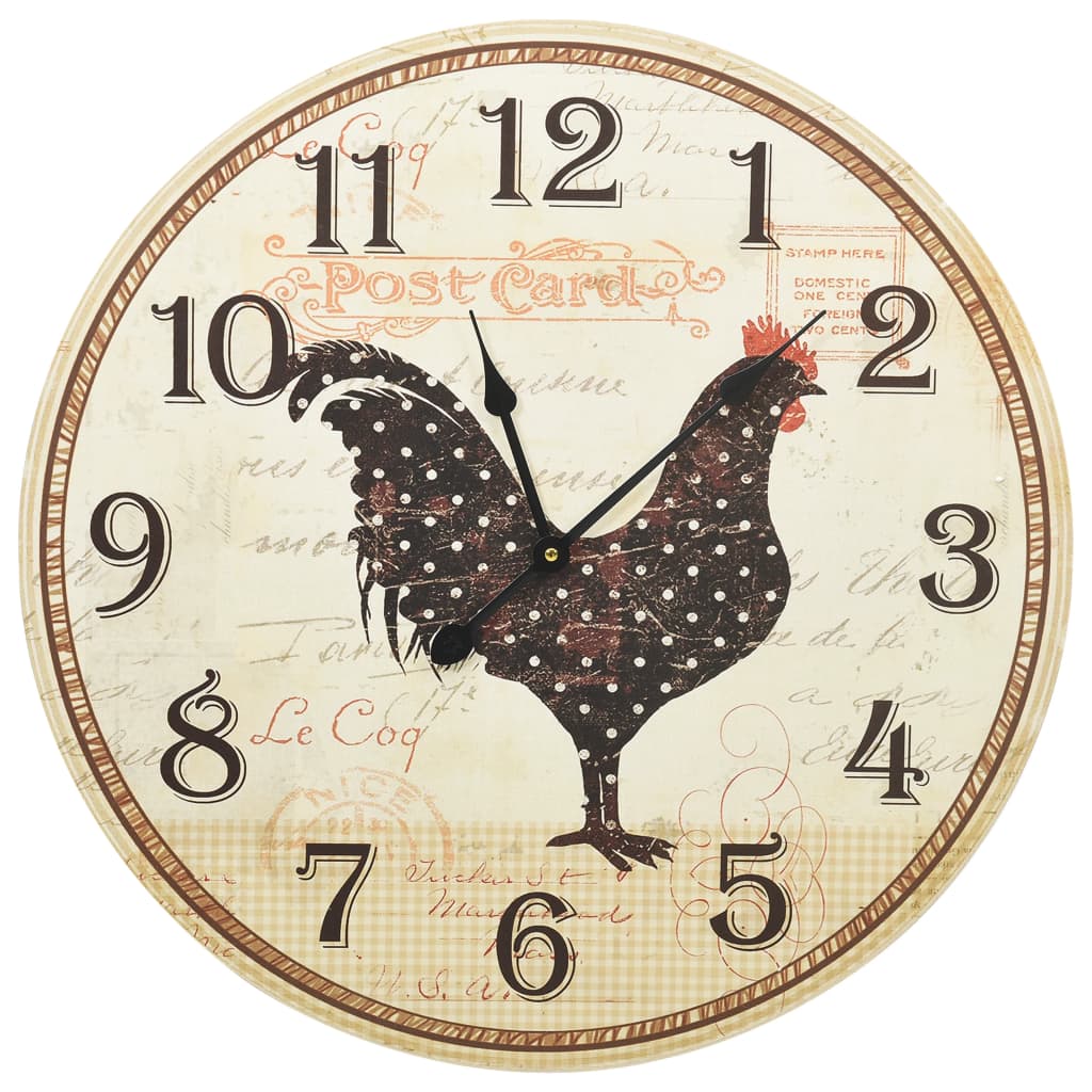 Berkfield Wall Clock with Chicken Design Multicolour 60 cm MDF